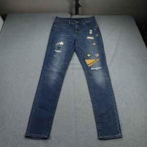 Levi's 711 Jeans Womens 29x30 Blue Skinny Patched Distressed Denim